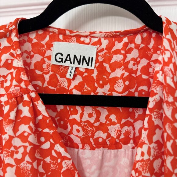 Ganni Floral crêpe midi dress - Picture 3 of 8